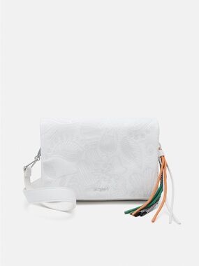 Desigual ALPHA DORTMUND FLAP - Clutch - White Embossed Crossbody Tassels